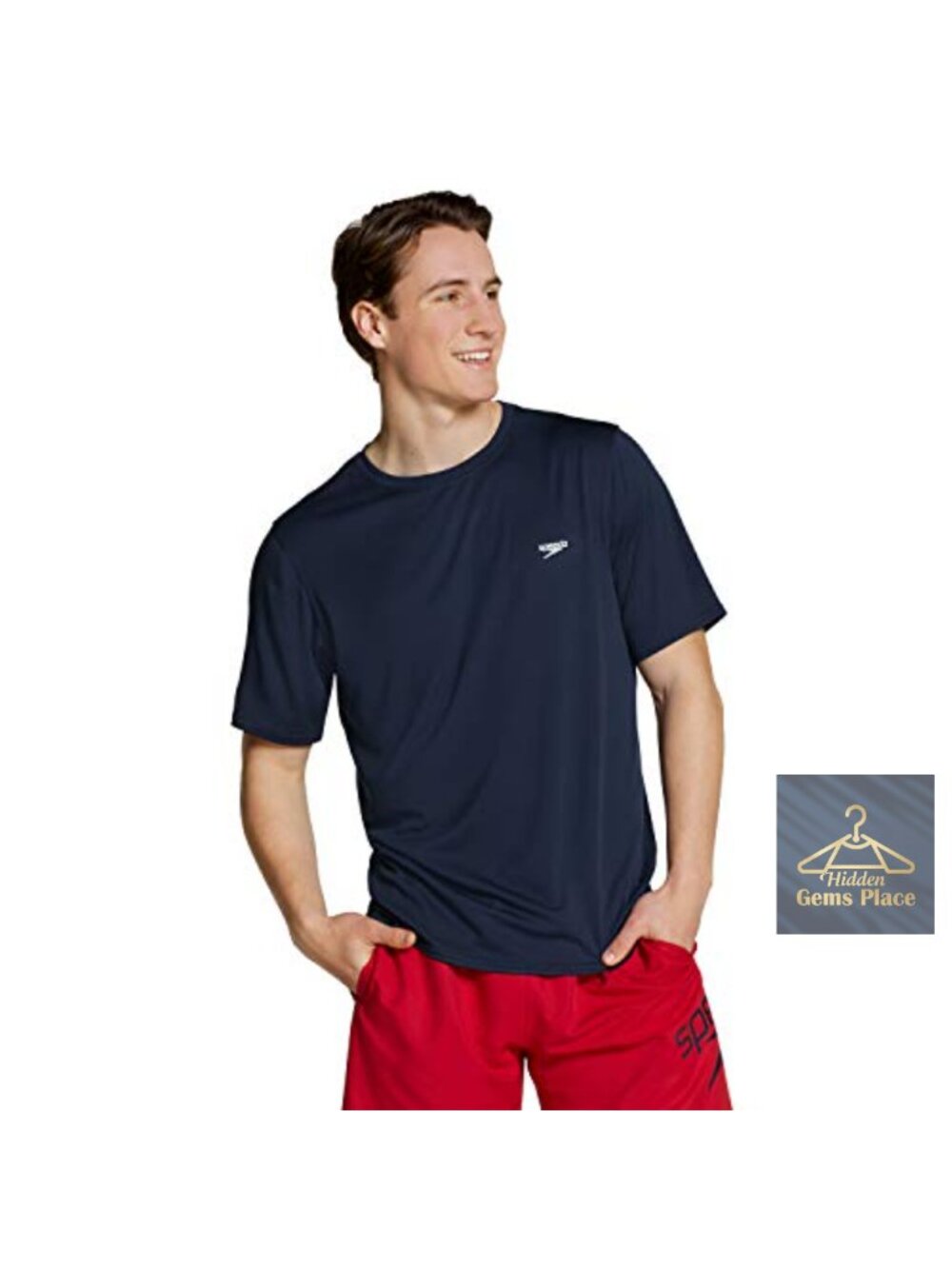 Men's UPF 50+ Rash Guard Shirt Quick-Dry Swim Top Loose Fit Polyester